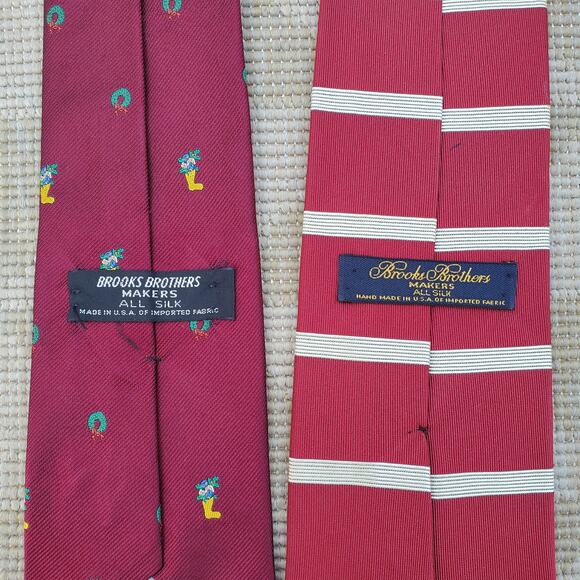 Brooks Brothers Makers 100% Silk Red Holiday Christmas Ties Bundle Made in USA - Picture 4 of 16